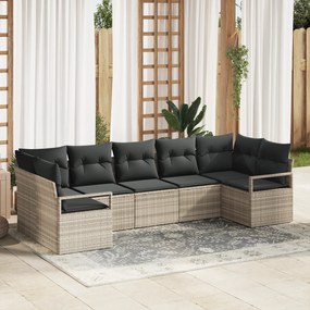 Conjunto de Sofá de Jardim vidaXL 7 Peças com Almofadas Cinza Claro Ra