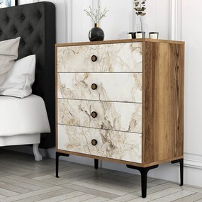 Cômoda Lizbon500 – Nogueira e Branco – 76x90,7x40 cm