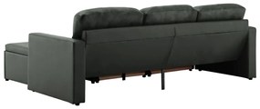 Sofá-cama modular de 3 lugares couro artificial cinzento