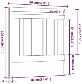 Cabeceira de cama 96x4x100 cm pinho maciço preto
