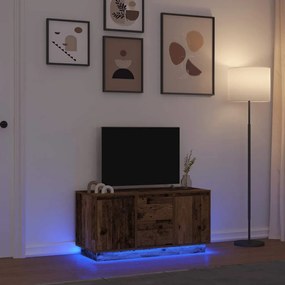 Móvel de TV com luzes LED 100x41x50 cm madeira velha