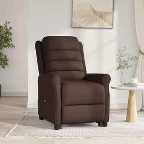 vidaXL Poltrona elevatória couro artificial castanho