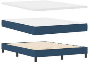 Cama Box Spring com Colchão Azul 140x200 cm Tecido