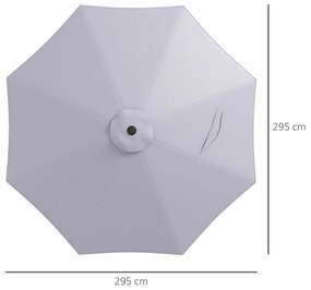 Toldo de Substituição para Chapéu de Sol de 3 m com Ventilação Superior para Exterior Jardim Pátio Piscina Cinza