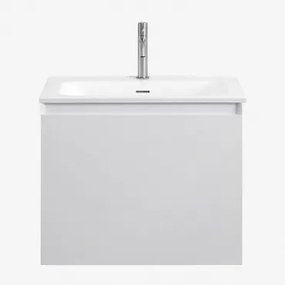 Conjunto De Móveis De Banheiro Em Madeira Macrae Com Pia Integrada Branco & Sem Espelho & Cinzento Escovado ↑20 Cm Com - Sklum