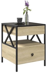 Mesa de centro luzes LED Infinity 40x40x51 cm carvalho sonoma