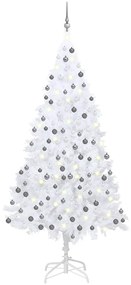vidaXL Árvore Natal artificial pré-iluminada c/ bolas PVC branco