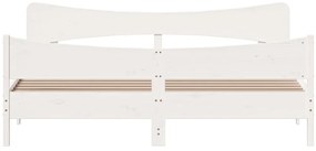 Cama sem colchão 180x200 cm madeira de pinho maciça branco