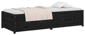 Sofá-cama de solteiro pequeno 75x190 cm pinho maciço preto