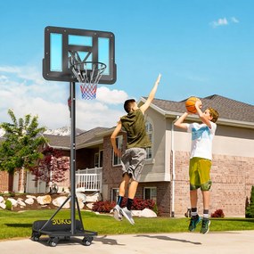 Cesto de basquetebol para Exterior com Altura Ajustável 235-305 cm Saco de Peso e Rodas Preto