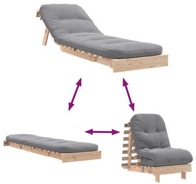Sofá-cama futon com colchão 60x206x11 cm madeira pinho maciça