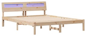Estrutura da Cama com luzes de tira LED com cabeceira Castanho 140 x 2