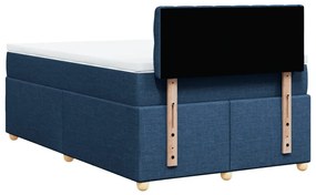 Cama boxspring com colchão 120x190 cm tecido azul