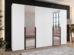 Roupeiro Hartford 588, Branco, Preto, 202x300x52cm, 210.5 kg, Portas para roupeiro: Com dobradiças