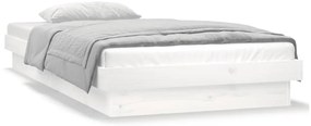 Estrutura cama c/ LED solteiro 90x190 cm madeira maciça branco