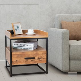 Mesa auxiliar para sofá, mesa de cabeçeira 49 x 45 x 40 cm Preto e Castanho