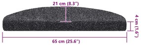 Tapetes de escada autoadesivos 20 pcs 65x21x4cm cinzento-escuro