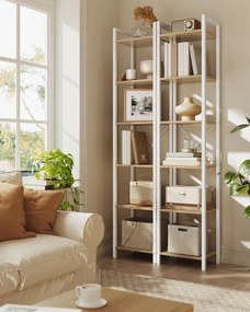 Estante com 6 prateleiras 30 x 40 x 186 cm bege natural-branco mate