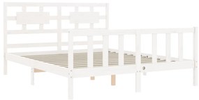 Cama sem colchão 160x200 cm madeira de pinho maciça branco