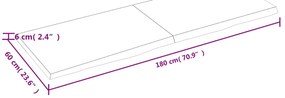 Bancada p/ WC 180x60x(2-6)cm madeira tratada maciça castanho