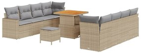 Conjunto de Sofá de Jardim de 11 Peças da com Almofadas Bege