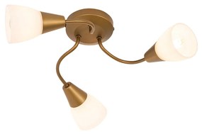 Candeeiro de teto clássico dourado com vidro fosco redondo 3 luzes - Madi Clássico / Antigo