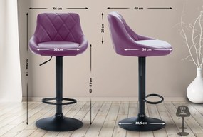 Banco de bar Lazio em couro sintético e com estrutura preta 46 x 83-104 x 49 cm Roxo