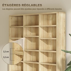 Estante para CD/DVD, 102 x 23,5 x 195 cm, 36 Compartimentos, cor Carvalho
