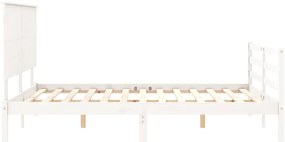 Estrutura de cama King Size com cabeceira madeira maciça branco