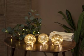 Conjunto de 3 candeeiros de mesa de Natal dourados 10cm com LED - Lua