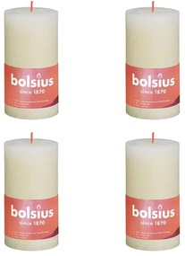 Bolsius Velas rústicas cilíndricas Shine 4 pcs 130x68 mm pérola suave