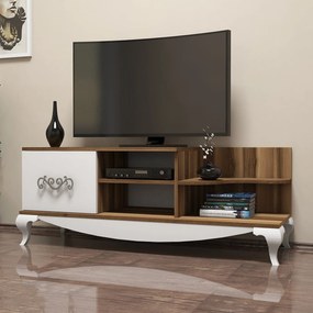 Móvel TV Sultan – Walnut & Branco – 130 cm x 50,6 cm x 45 cm