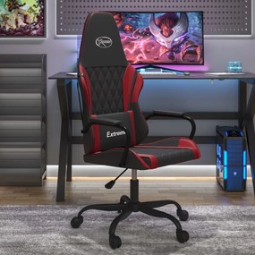 vidaXL Cadeira gaming couro artificial preto e vermelho tinto