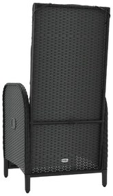 Poltronas reclináveis exterior c/ almofadões 2pcs vime PE preto