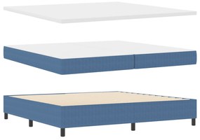 Cama Box Spring com Colchão, Azul, 200x200 cm, Tecido de Veludo Cotelê