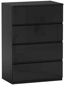 HOMCOM Cómodas Quarto Comoda Madeira com 4 Gavetas para Sala de Estar Estilo Moderno 55x34x80 cm Preto | Aosom Portugal