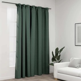 Cortinas opacas aspeto linho com ganchos 290x245 cm verde