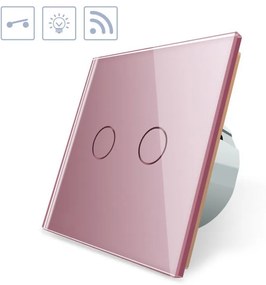 Interruptor tátil 2 botões + função controlo remoto, Painel frente rosa vidro temperado