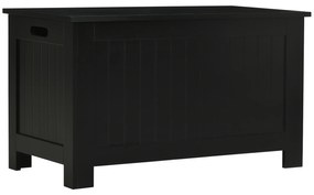 HOMCOM Baú de Armazenamento de Madeira Baú de Arrumação com Dobradiça de Segurança Carga Máxima 20 kg 81x40x46 cm Preto