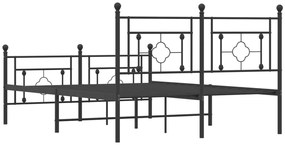 Estrutura de cama com cabeceira e pés 140x200 cm metal preto