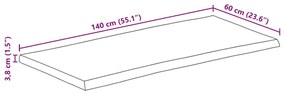 Tampo de mesa c/ borda viva 140x60x3,8 cm mangueira maciça