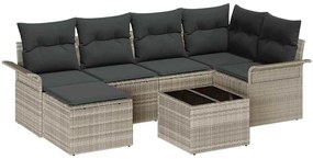Conjunto de Sofá de Jardim com 7 Peças e Almofadas em Rattan Sintético