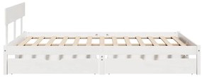 Cama sem colchão 120x190 cm madeira de pinho maciça branco