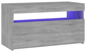 Móvel de TV com luzes LED 75x35x40 cm cinzento sonoma