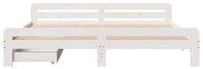 Cama sem colchão 200x200 cm madeira de pinho maciça branco