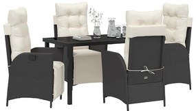 Conjunto de Jantar de Jardim com 5 Peças em Rattan Sintético Preto