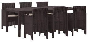 vidaXL Conjunto de Jantar para Jardim 7 pcs Castanho Rattan Polt