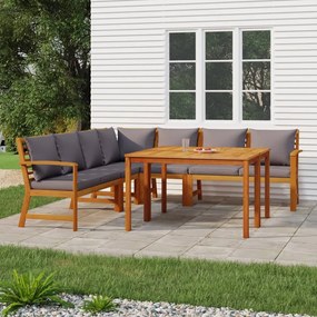 vidaXL 7 pcs conjunto de jantar p/ jardim c/ almofadões acácia maciça
