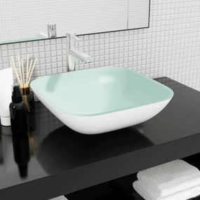 345254 vidaXL Lavatório 42x42x14 cm vidro branco