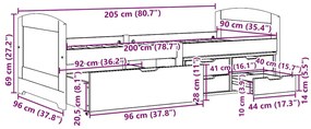 Sofá-cama com 5 gavetas sem colchão 90x200 cm IRUN branco&amp;rosa